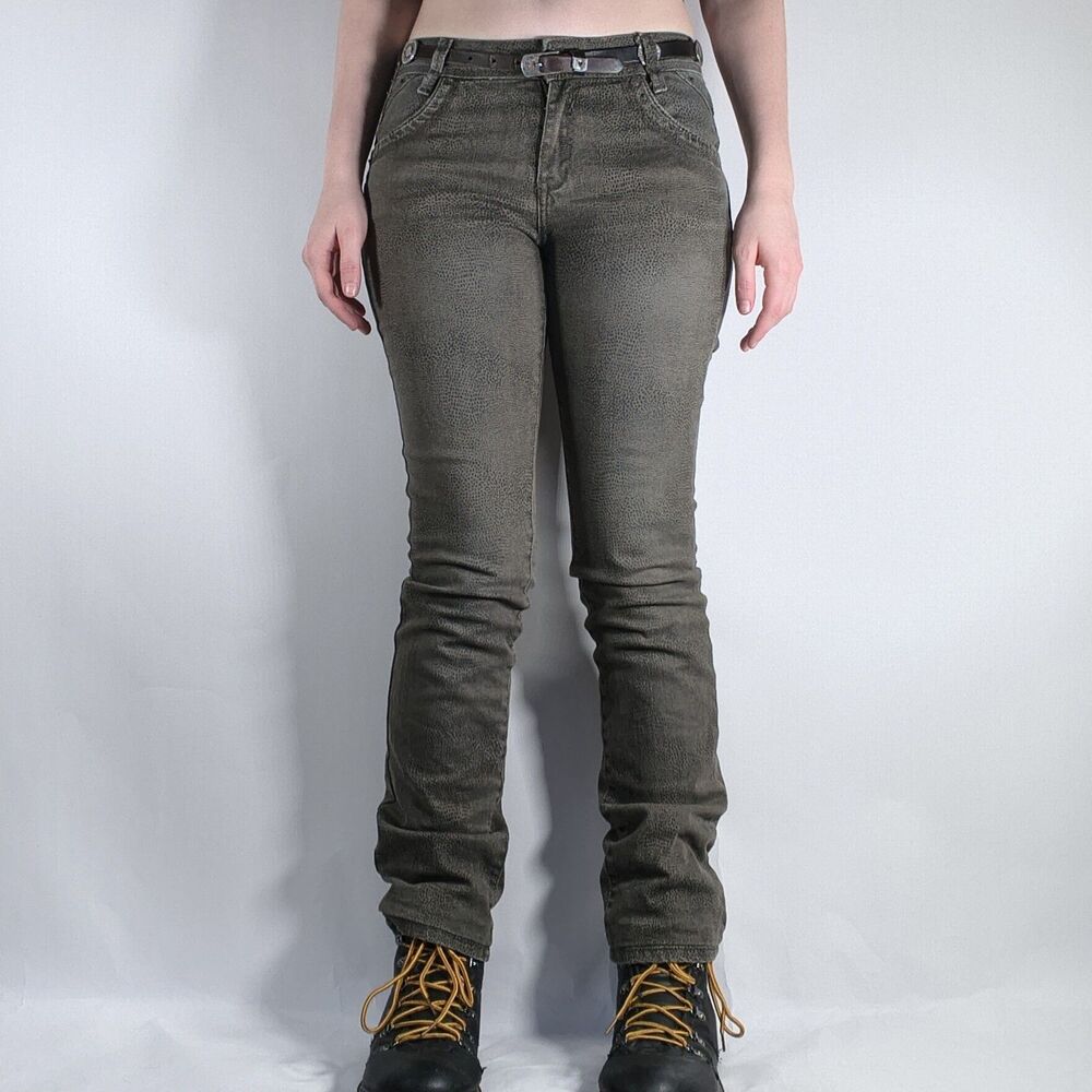 Low Rise Snake Print Bootcut Skinny Jeans